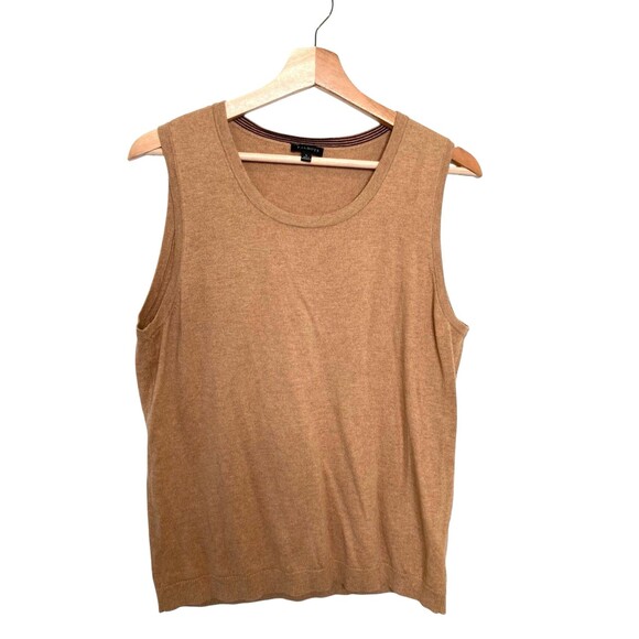 Talbots Sleeveless Knit Sweater Vest Size L Carmel Round Neck Teacher Academia - Picture 1 of 8
